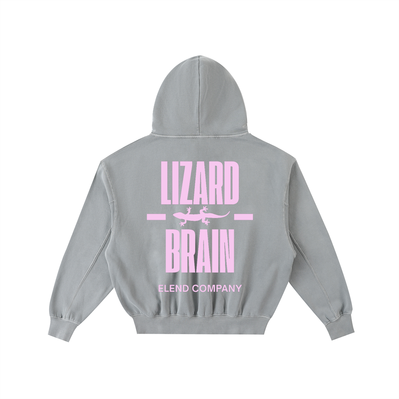 'LIZARD BRAIN' Frayed Enzyme Washed Fleece Hoodie - Pink