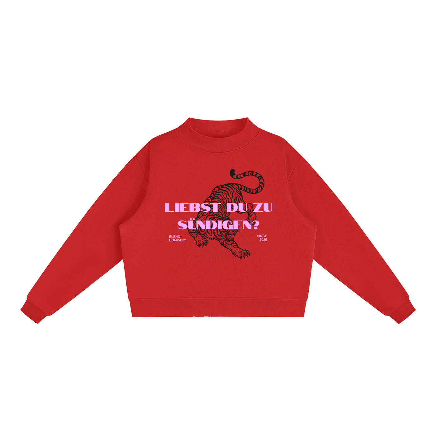 'DO YOU LOVE TO SIN?' Fleece Mock-Neck Crew Sweatshirt - Pink