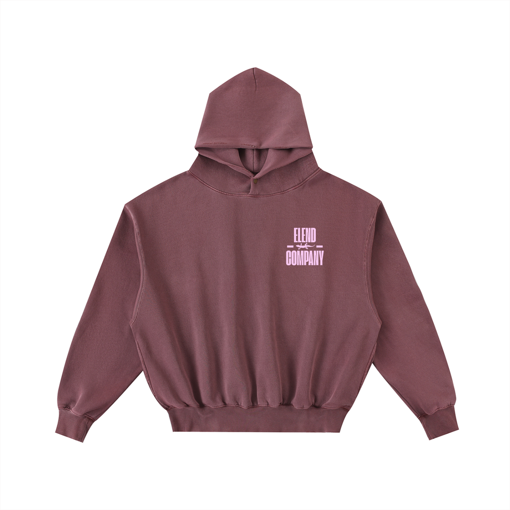 'LIZARD BRAIN' Frayed Enzyme Washed Fleece Hoodie - Pink