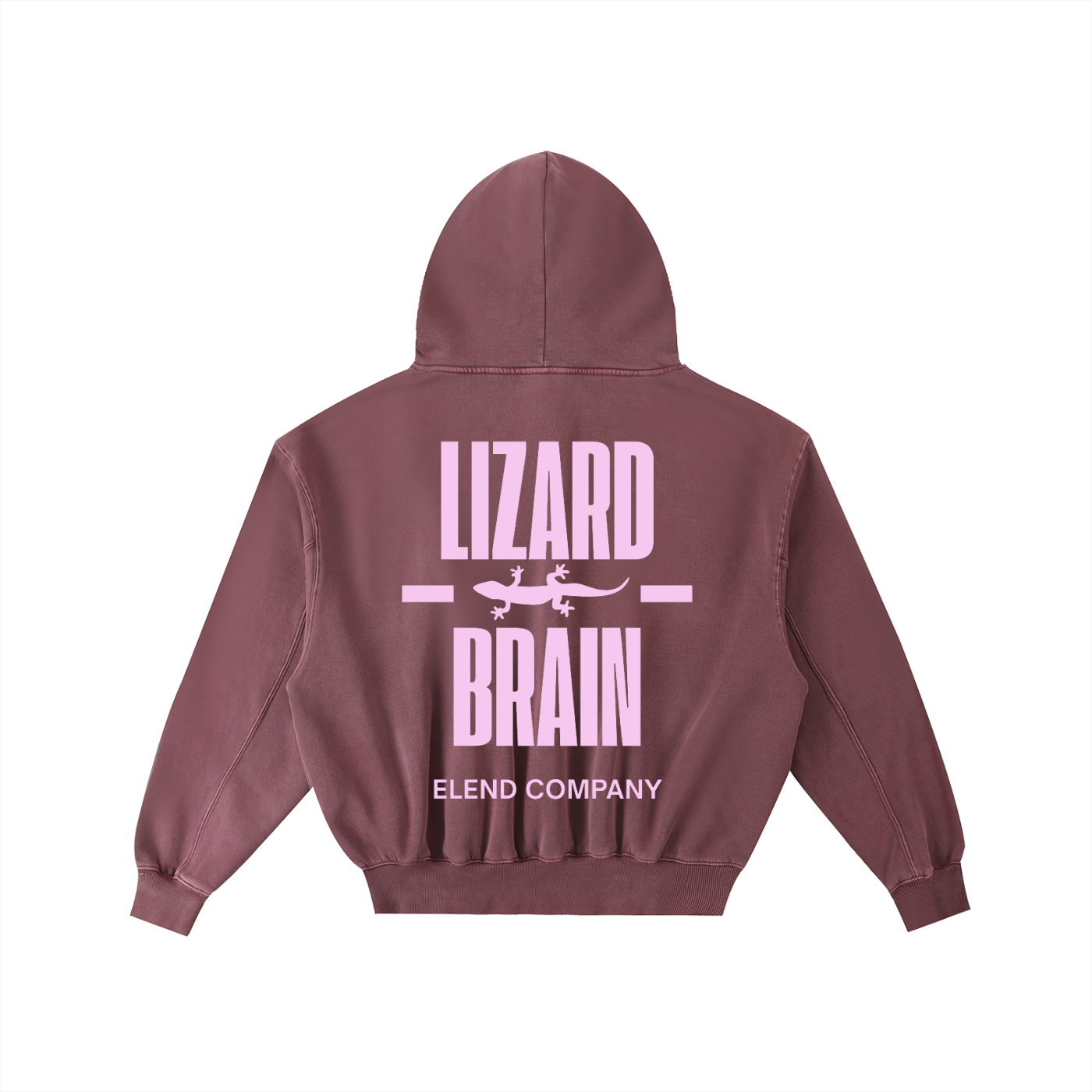 'LIZARD BRAIN' Frayed Enzyme Washed Fleece Hoodie - Pink