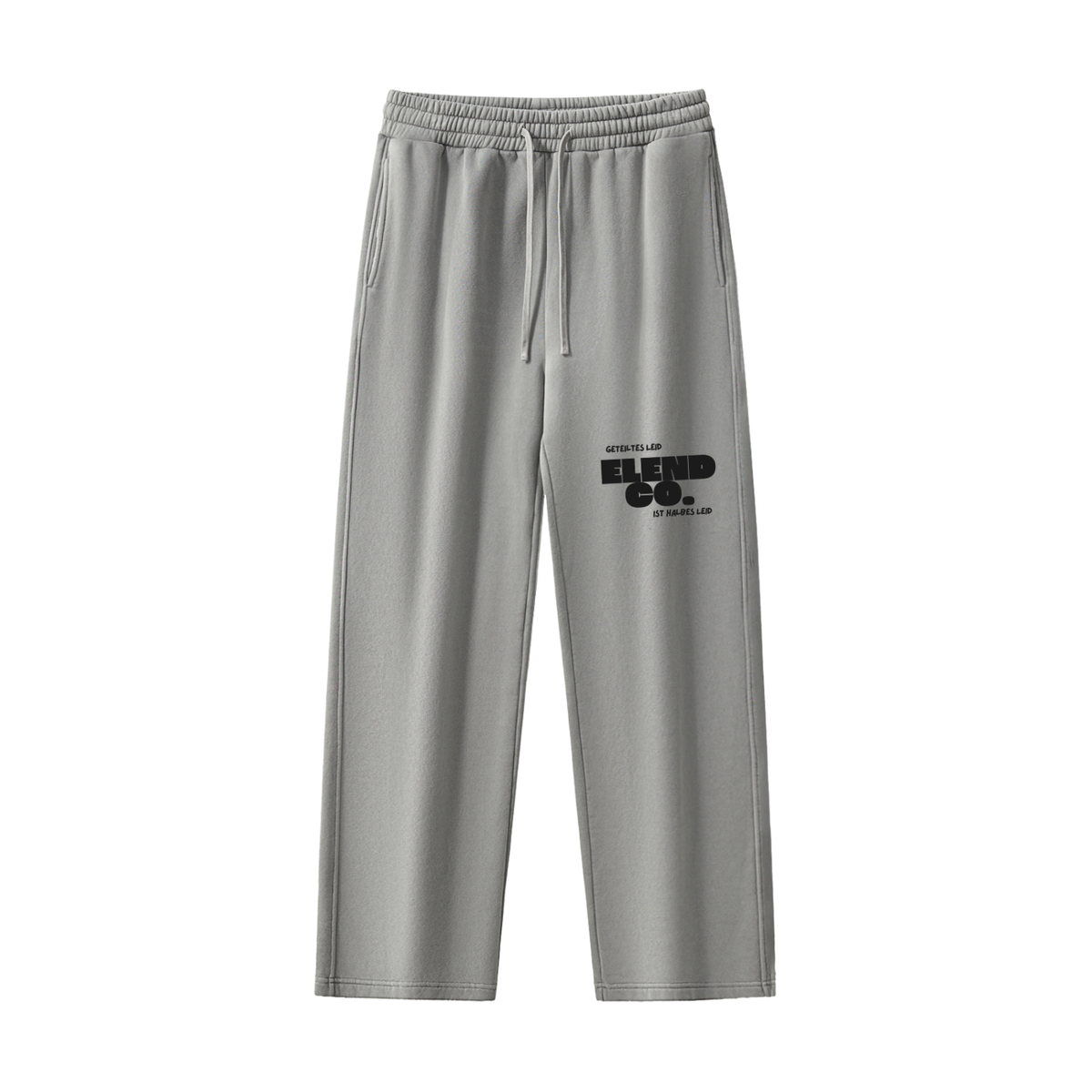 ‘Shared Sorrow is Half Sorrow’ Frayed Enzyme Washed Fleece Sweatpants - Black