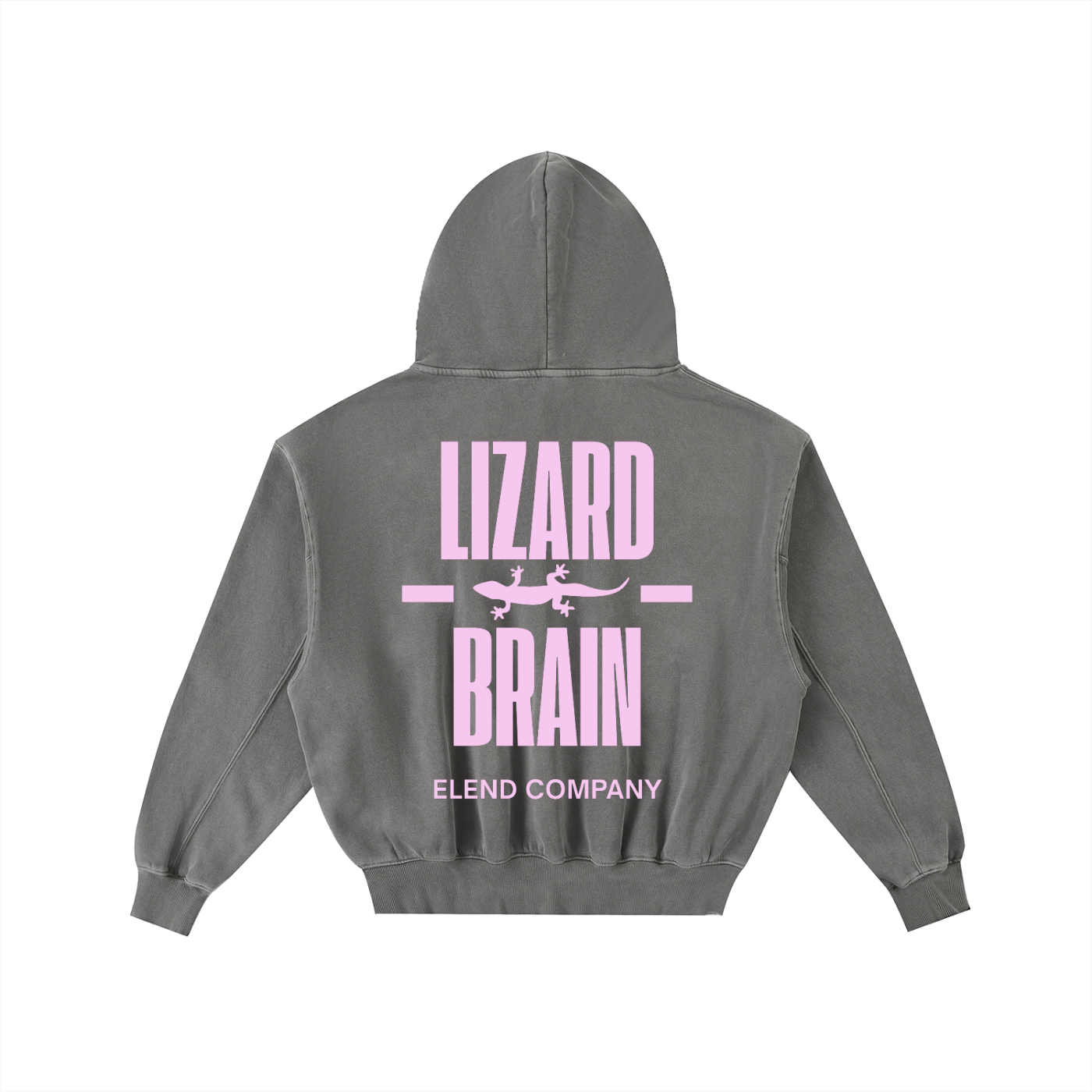 'LIZARD BRAIN' Frayed Enzyme Washed Fleece Hoodie - Pink