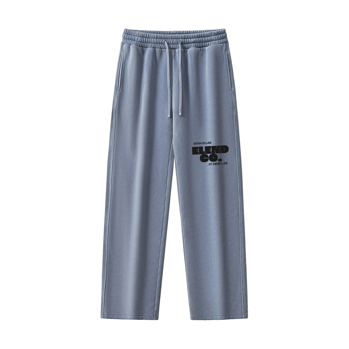 ‘Shared Sorrow is Half Sorrow’ Frayed Enzyme Washed Fleece Sweatpants - Black