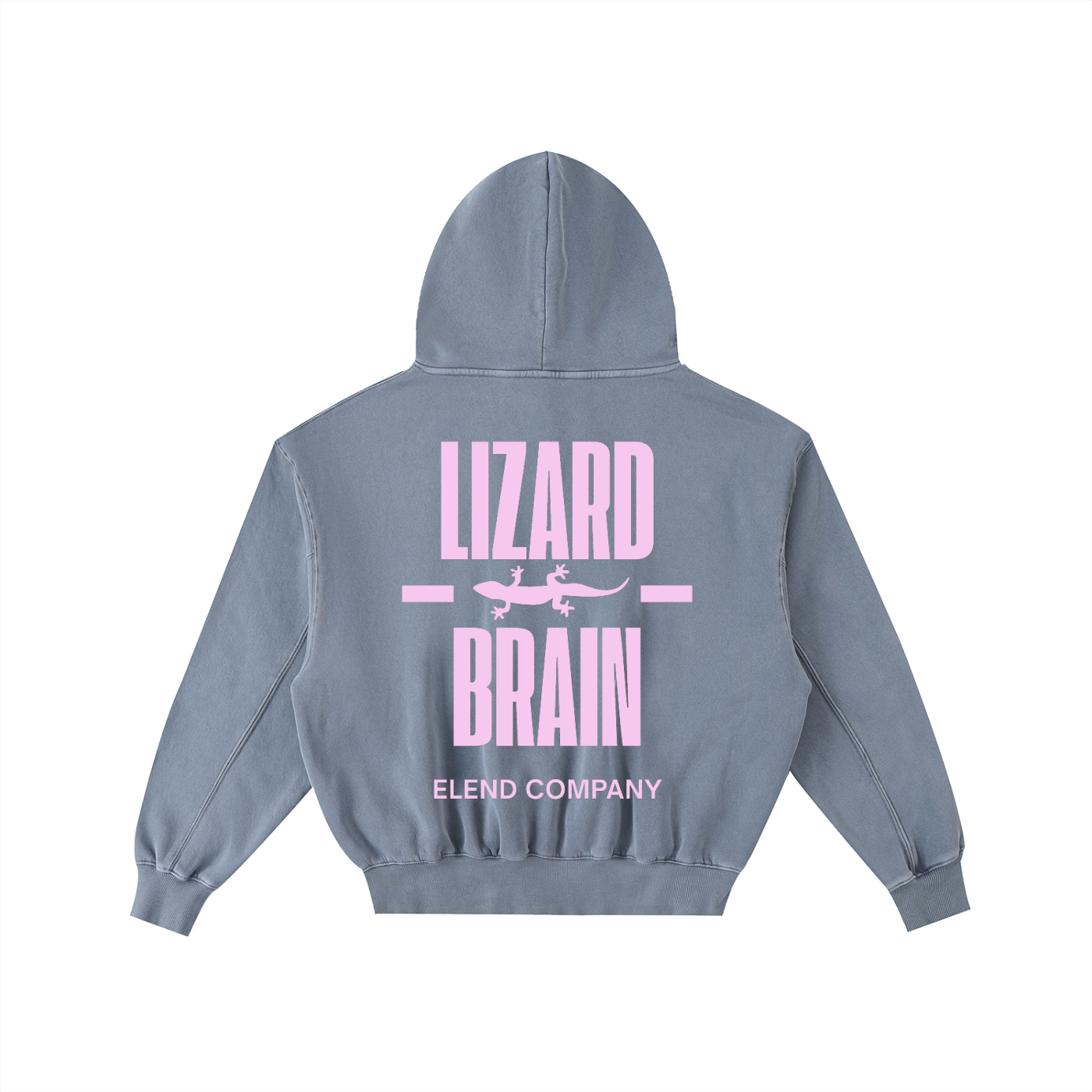 'LIZARD BRAIN' Frayed Enzyme Washed Fleece Hoodie - Pink