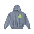 'LIZARD BRAIN' Frayed Enzyme Washed Fleece Hoodie - Lime Green