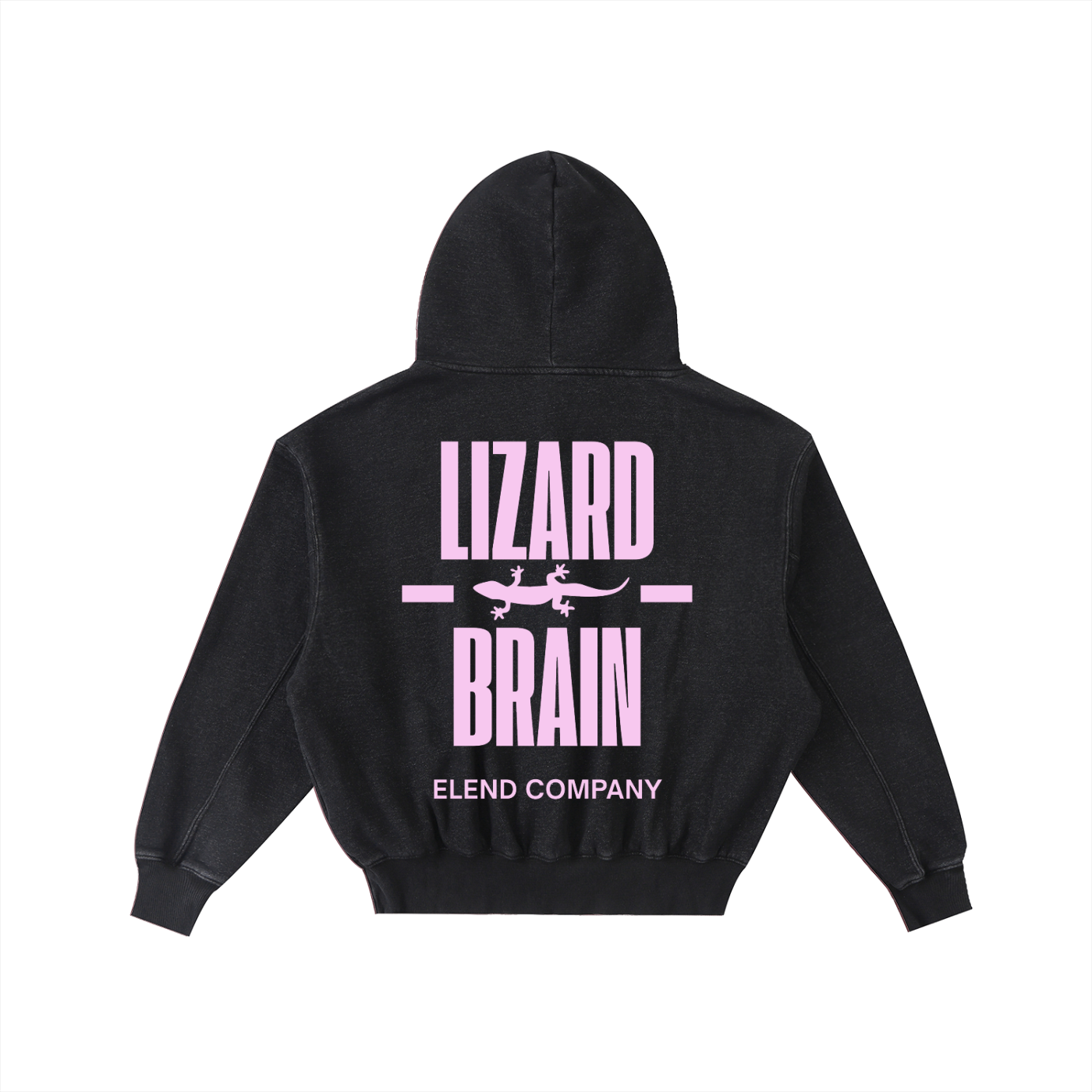 'LIZARD BRAIN' Frayed Enzyme Washed Fleece Hoodie - Pink